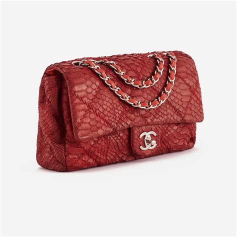 chanel python boy bag red|More.